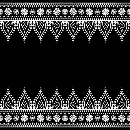 Indian, Mehndi Henna line lace element with circles pattern card for tattoo on black backgroundのイラスト素材