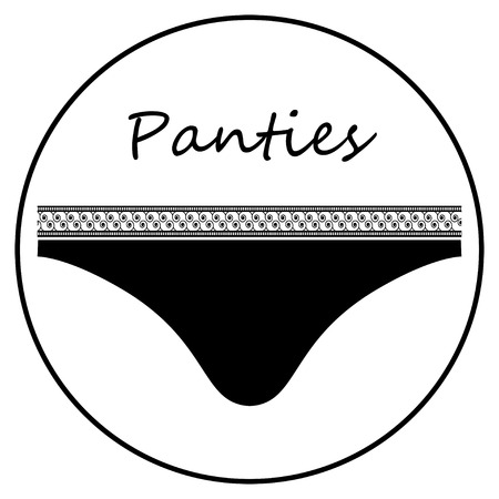 Black T-string panties with frill for flat icon. Vector illustration isolated on white backgroundのイラスト素材