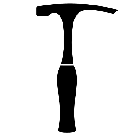 Flat black and white hammer icon with shadow. Vector illustration isolated on white backgroundのイラスト素材