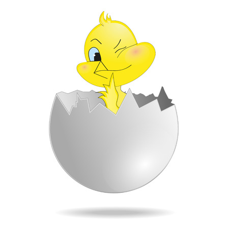 Illustration of chicken in the eggshellのイラスト素材