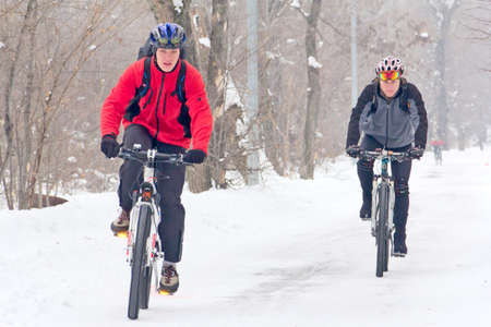 winter cyclingの写真素材