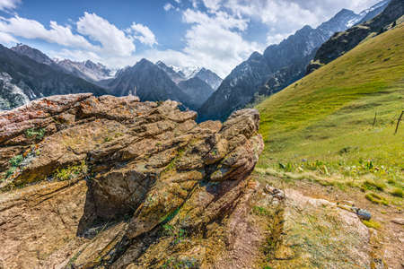 mountain peaks  landscape stone Central Asia Kazakhstan  の写真素材