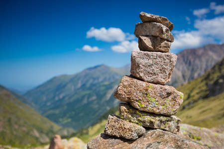 Cairn stone pyramidの写真素材