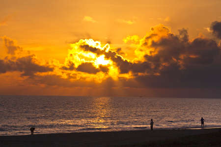 Beautiful sunset on seaの写真素材