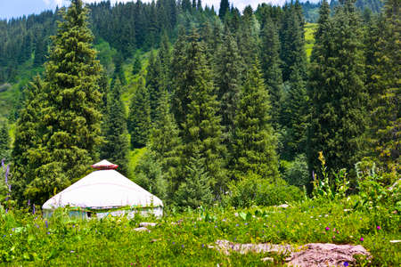mountain landscape yurt nature kazakhstan