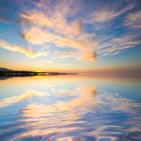 Beautiful sunset on seaの写真素材