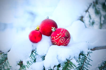 Christmas ball on snow