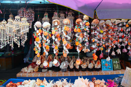 Seashell souvenir hand-made in a showcaseの写真素材