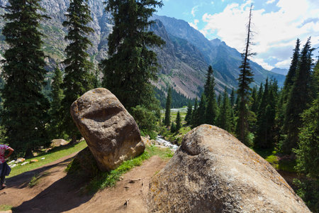 Mountains in Kyrgyzstan in summer Barskoon districtの写真素材