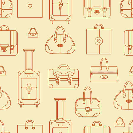 Abstract seamless vector background with shopping bags, handbags, plastic bag. Can be used for textile, web design and many other cases.のイラスト素材