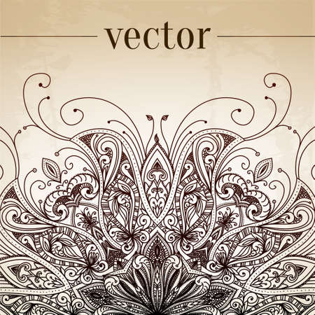 Vintage vector pattern. Hand drawn abstract background. Decorative retro banner. Can be used for banner, invitation, wedding card, scrapbooking and others. Royal vector design element.のイラスト素材