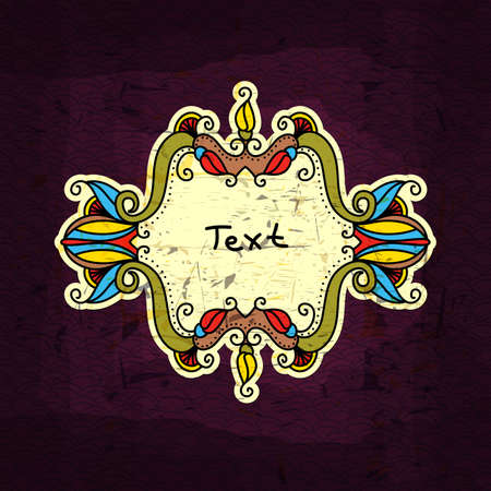 Vintage vector frame design. Vintage card design template. Abstract colorful frame look like embroidery. Can be used for invitation, menu, card design, for pillow design, banners, signs and others.のイラスト素材