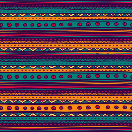 Tribal vector seamless pattern. Hand drawn abstract background.のイラスト素材