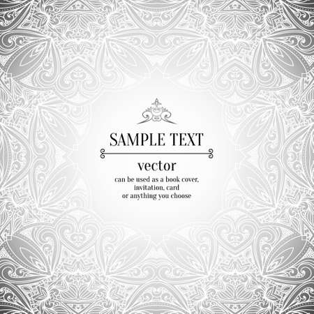 Vintage vector pattern. Hand drawn abstract background. Decorative retro banner. White background. Black and white background. Black design elements. Silver metallic texture.のイラスト素材