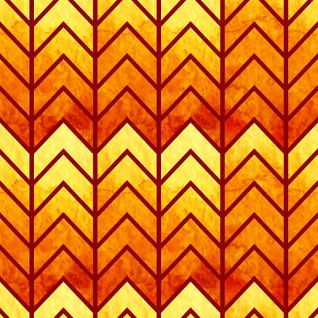 Abstract seamless geometric watercolor chevron pattern on paper texture. Old vector seamless pattern...