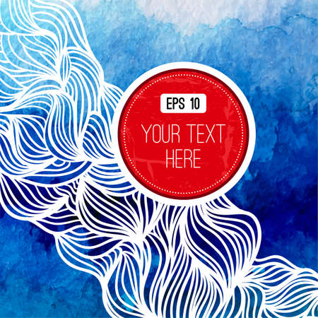 Abstract vector background. Watercolor background with waves. Blue watercolour banner. Vector illustration. Wavy graphic. Painted image. Can be used for card (postacard), menu, banner, web, printingのイラスト素材