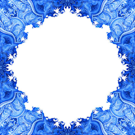 Retro Vintage wedding greeting card Blue background Card or invitation Vintage decorative elements Hand drawn background Floral ornament Islam, arabic, indian, ottoman motifs Seamless pattern の写真素材