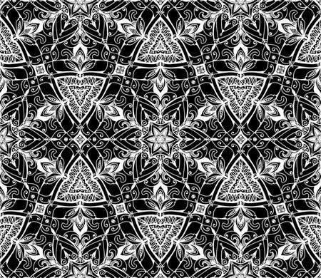 Vector abstract black and white background. Seamless pattern. Black and white texture. Floral design. Lines. Backdrop. Royal design element. Retro Vintage wedding card background. Card or invitation. のイラスト素材