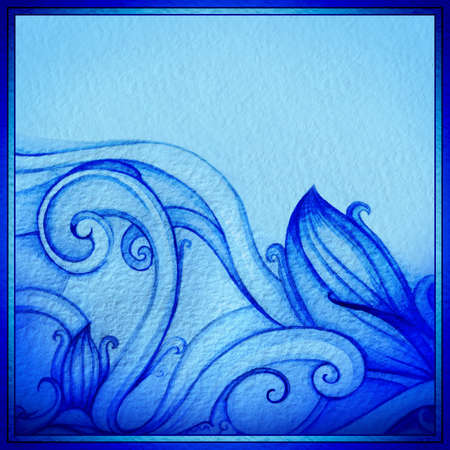 Retro Vintage wedding greeting card. Blue background. Card or invitation. Vintage decorative elements. Hand drawn background. Floral ornament. Islam, arabic, indian, ottoman motifs. Abstract pattern.の写真素材