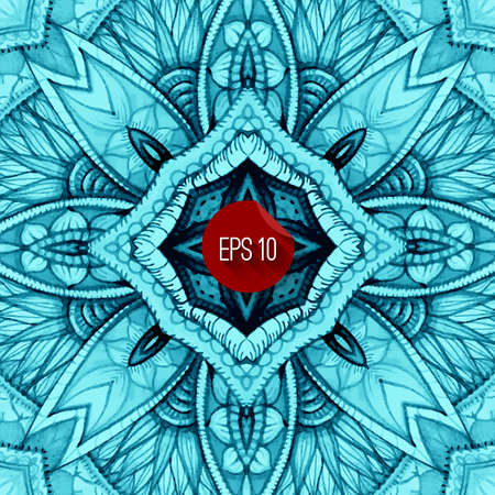 Abstract vector  floral ornamental border. Lace pattern design. Watercolor ornament on blue background. Vector ornamental border frame. Can be used for Xmas banner, cards, wedding invitations etcのイラスト素材