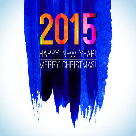 2015 label. Abstract 2015 Brochure. Flyer design. Vector template. Watercolor background. Vector template poster with watercolor paint.  2015 Greeting Card design. 2015 poster. Xmas decoration.のイラスト素材