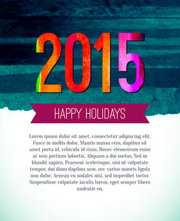 Happy new year 2015 greeting card design. Xmas poster template with empty place for your text.のイラスト素材