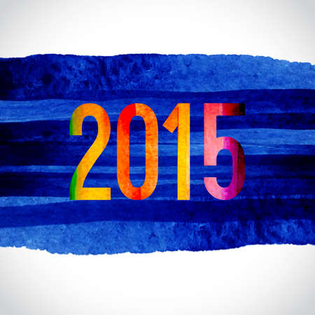 2015 label. Vector illustration. Watercolor background. 2015 Greeting Card design. 2015 poster. Xmas design element.のイラスト素材