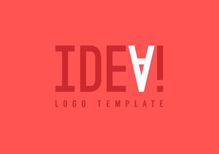 Vector abstract red background with IDEA! exclamation.  IDEA logo template with inverted A letter accent and exclamation mark. Positive emotion icon design for poster, message, banner, business cardのイラスト素材