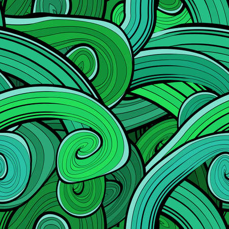 Vector seamless pattern. Wave Pattern. Green abstract wallpaper background.のイラスト素材