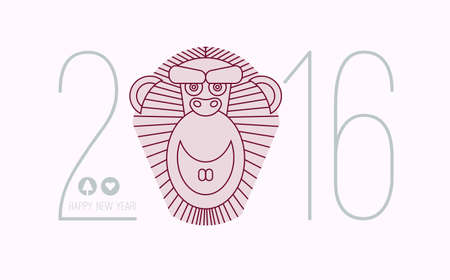 2016 calendar for chineese horoscope new year of monkey. Chinese new year lettering 2016. 2016 wording.のイラスト素材