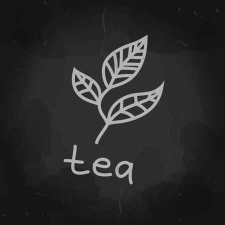 Vector tea mockup. Letters. Hand drawn art. Blackboard background for cafe or restaurant sign. Chalk drawing. Chalkboard Design Elementsのイラスト素材