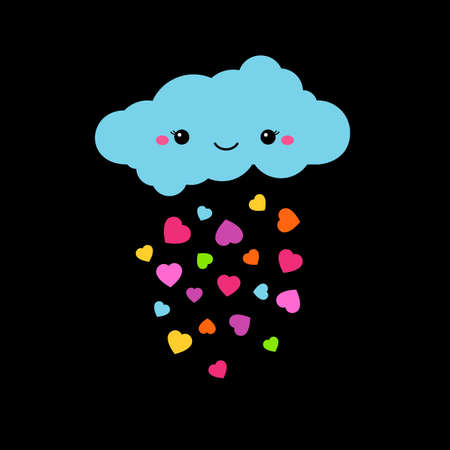 Abstract cute cartoon vector rainy cloud.のイラスト素材