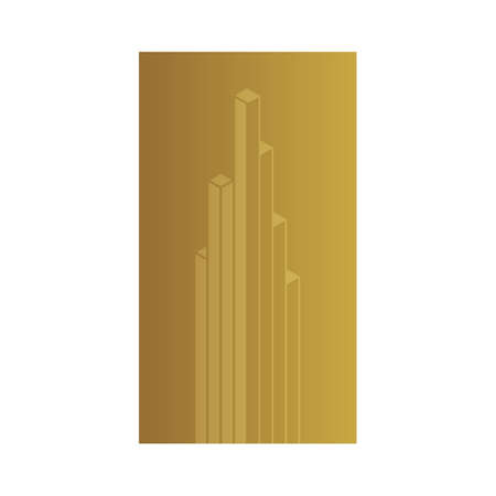 Gold vector banner. Gold label. Gold building real estate investment logo design template, gold foil sign, line 3d architect symbol, linear financial growth icon. Vector golden design element.のイラスト素材