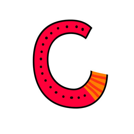 Letter C from english alphabet. Colorful logo template in modern geometric flat style and vector illustration, creative funny label design isolated on white background. Bright symbol clipart image.のイラスト素材