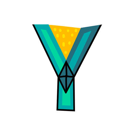 Letter Y from english alphabet. Colorful logo template in modern geometric flat style and vector illustration, creative funny label design isolated on white background. Bright symbol clipart image.のイラスト素材