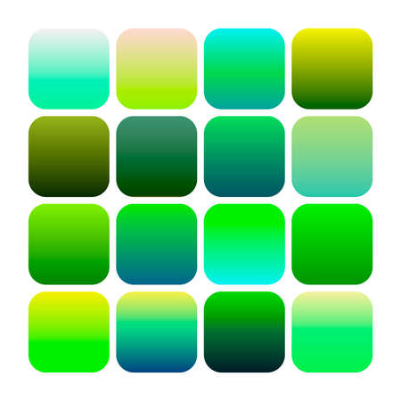 Mobile app icon templates set. Green abstract backgrounds and gradients. Flat button design. Vector templates for mobile application logo, for smartphone screens and devices. EPS 10の写真素材