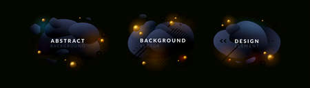Set of abstract vector graphics elements, banners design collection. Dark gradient fluid shapes....