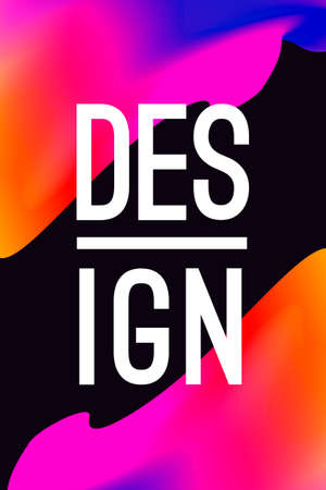 Design concept. Poster or abstract vector background with text. Trendy colourful flow design. Fluid or liquid dynamic. Colorful graphic and gradient. Vector illustration for design brochureのイラスト素材