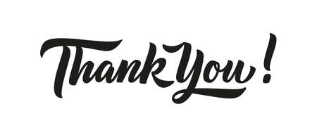 Thank you card, text or lettering. Vector script and handwritten typography. Thank you vintage style word for note, sign, banner. Isolatedのイラスト素材