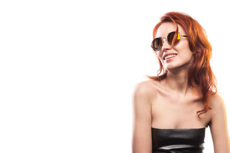 the redhead girl in sunglasses type 1.の写真素材