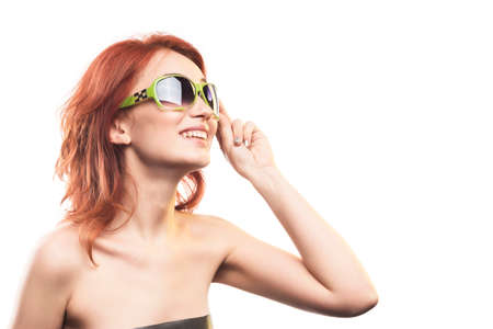 the redhead girl in sunglasses type 2.の写真素材