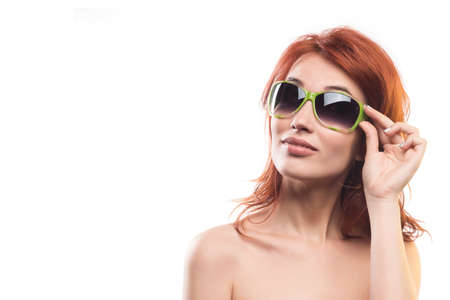 the redhead girl in sunglasses type 2.の写真素材