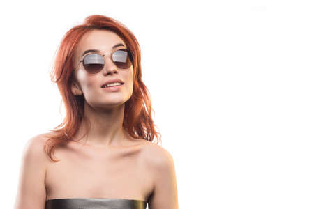 the redhead girl in sunglasses type 3.の写真素材