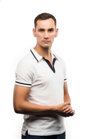 Young man isolated on a white background. Copy spaceの写真素材