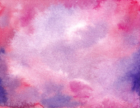 purple abstract watercolor splatter  background,  magenta wet paint backdrop templateの写真素材
