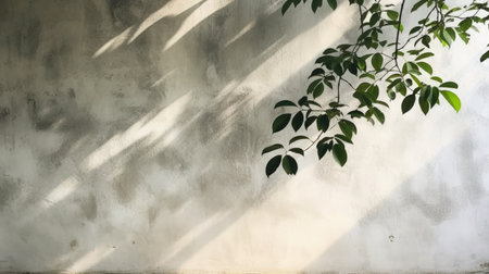 A serene natural scene with tree branches casting intricate shadows on a bed of leaves, creating a peaceful woodland ambianceの素材