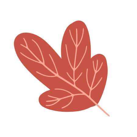 Red autumn leaf with intricate details. Perfect for articles on nature, fall foliage, and botanical designs, or for seasonal autumn content.のイラスト素材