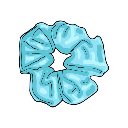 A fun, vibrant blue hair scrunchie illustration. Perfect for beauty, fashion, or accessory-themed projects. Playful and trendy with a youthful vibeのイラスト素材
