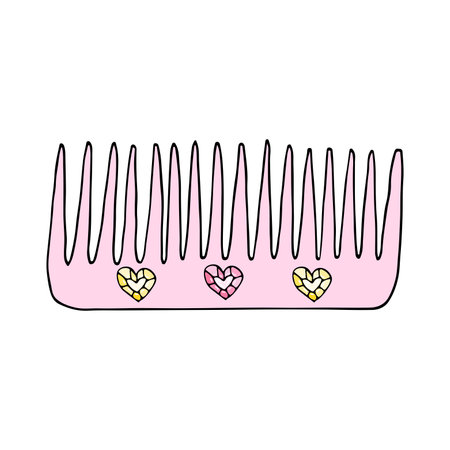 Cute pink comb adorned with tiny heart gems. Suited for beauty, fashion, or accessory-themed visualsのイラスト素材