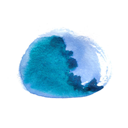 Dynamic blue watercolor splash with glossy pigment and modern brushstroke, perfect for ocean-inspired design, bold art, or minimal creative visualsの写真素材